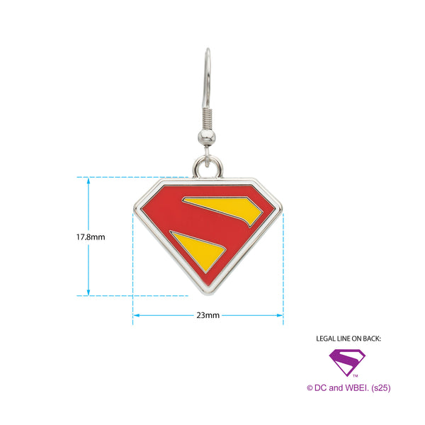 Superman Shield Dangle Earrings