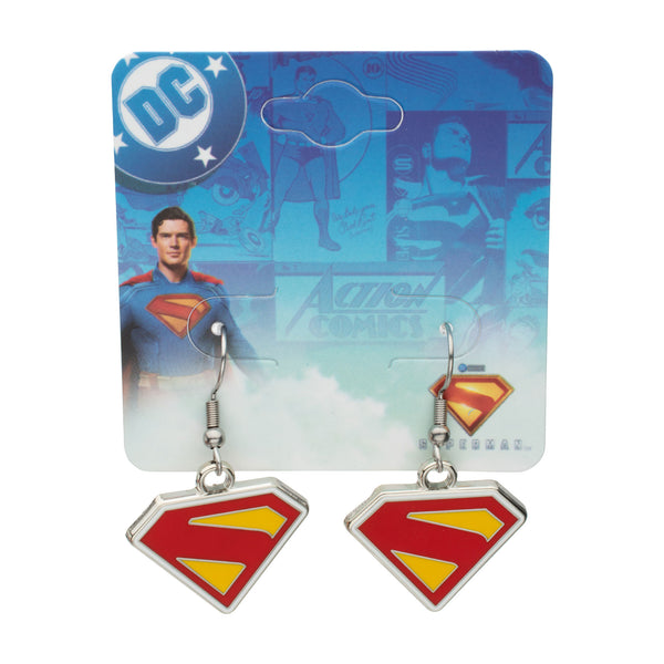 Superman Shield Dangle Earrings