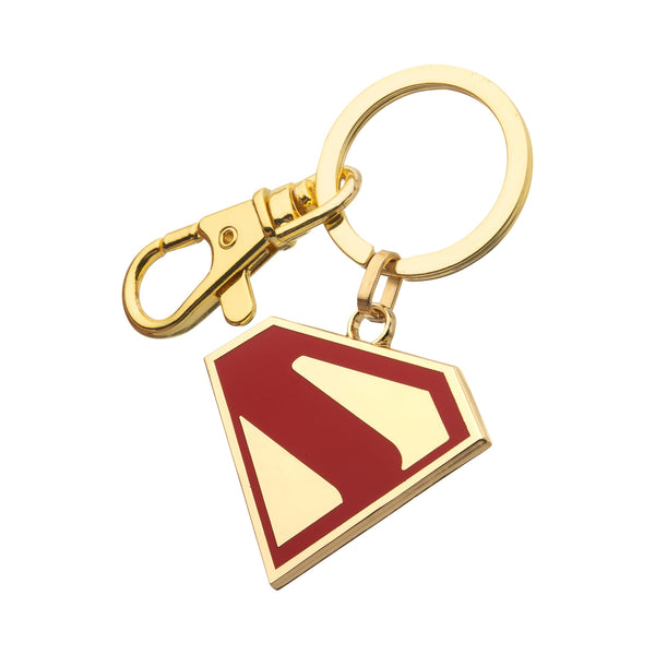 Superman Movie Logo Keychain – Gold & Red Enamel Collectible