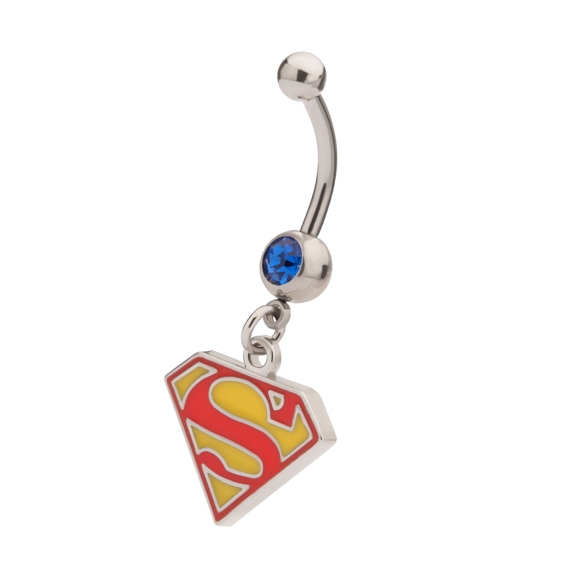 DC Comics Red/Yellow Superman Logo with Gem Dangle Navel