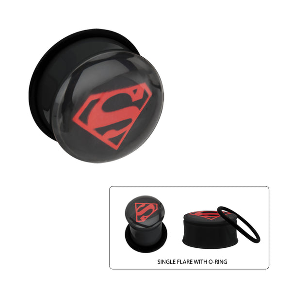DC Comics Red Superman Logo Acrylic Screw Fit Plug