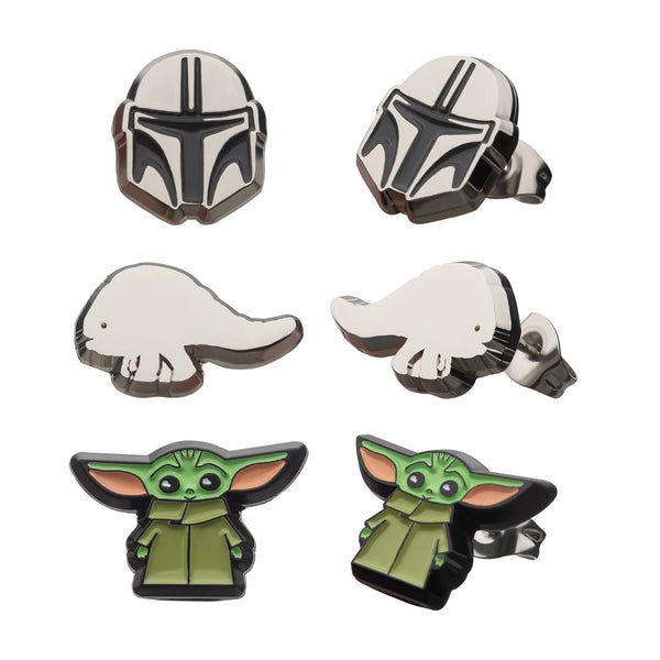 Star Wars: The Mandalorian Grogu (AKA: Baby Yoda/ The Child) Mando Helmet & Blurrg Earring Set