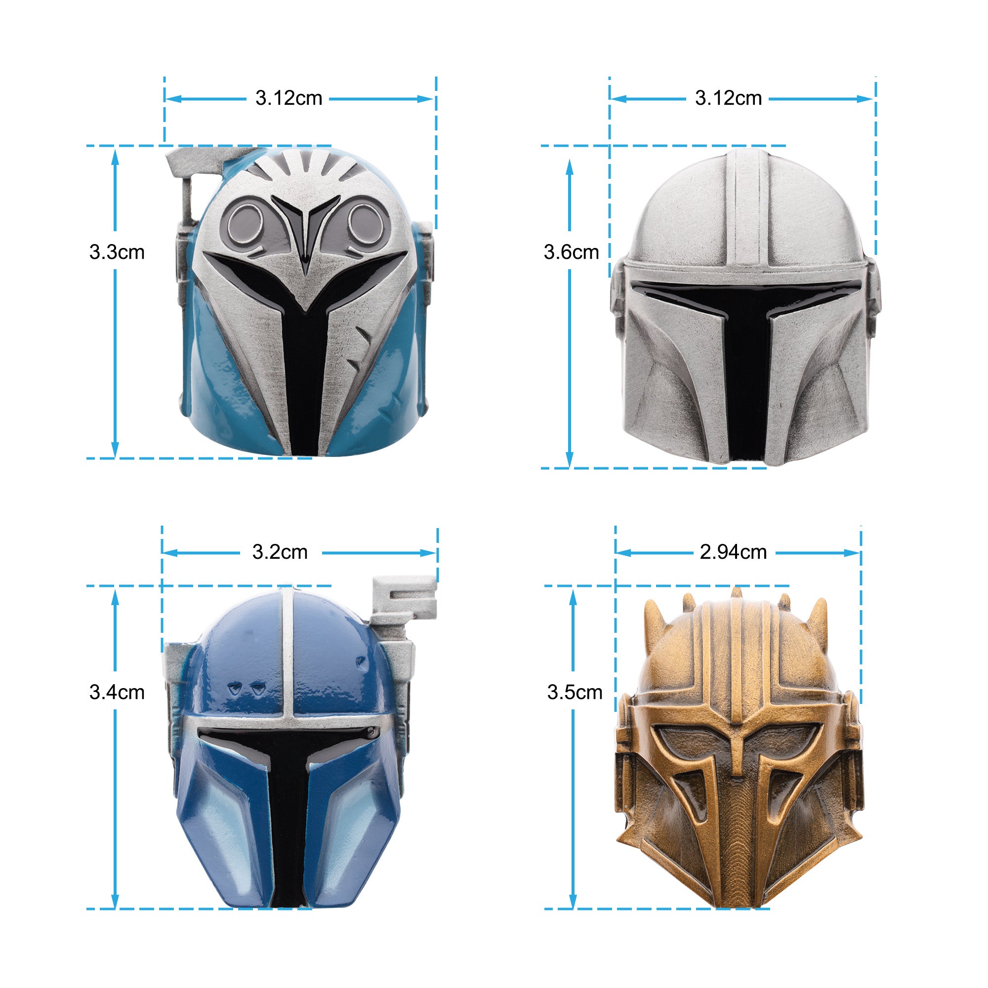 Star Wars Mandalorian 4-pc 3D Helmet Pin Set