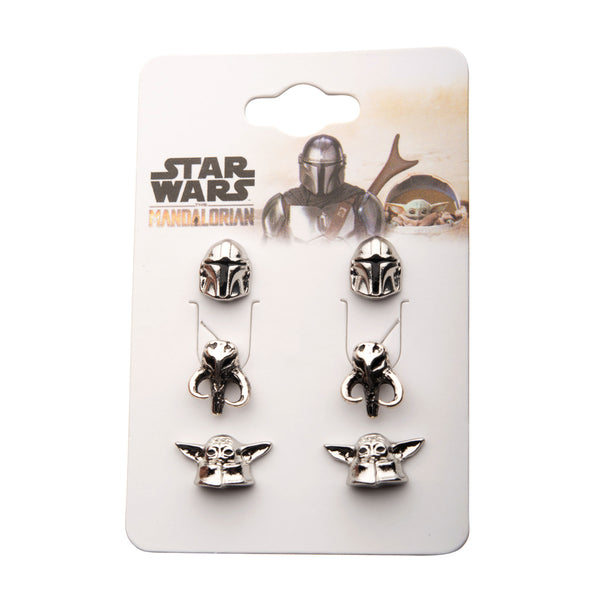 Star Wars Mandalorian Stud Earrings Set (3pcs)