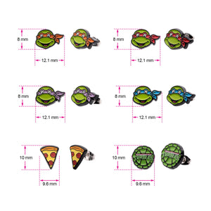 Teenage Mutant 6 - pairs Enamel Stud Earrings Set - Jewelry Brands Shop