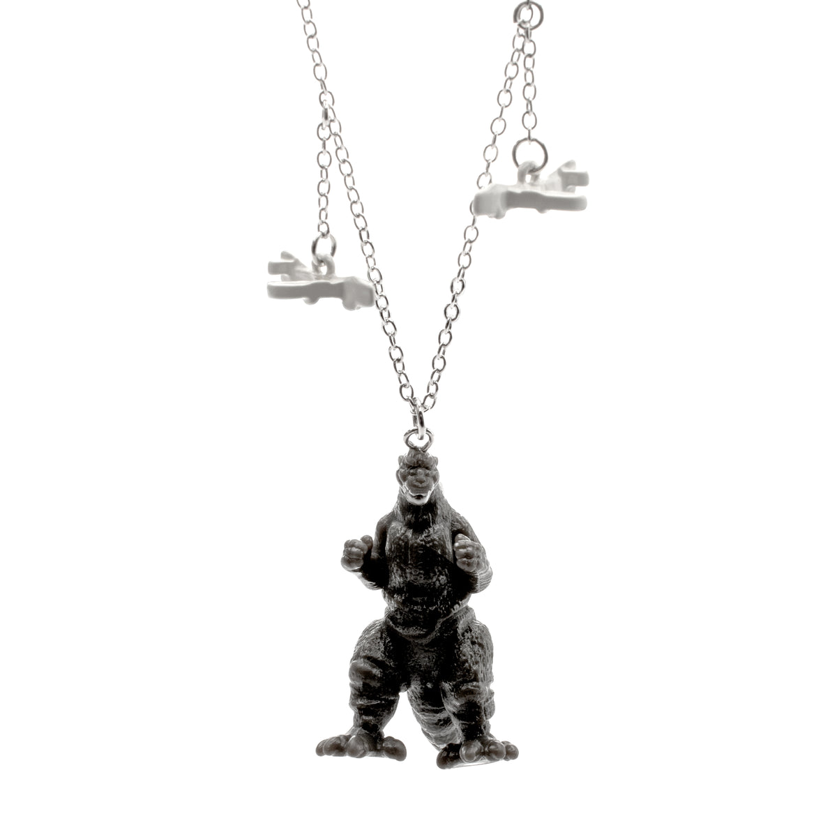 3D Godzilla Necklace with Jets Charms