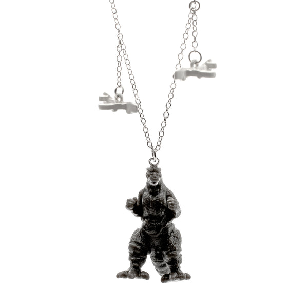 3D Godzilla Necklace with Jets Charms