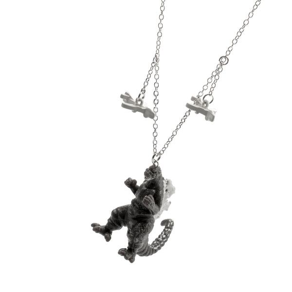 3D Godzilla Necklace with Jets Charms