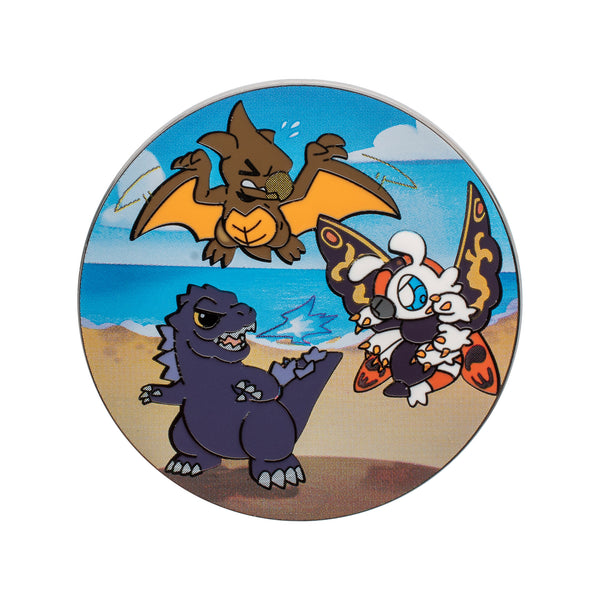 Godzilla Mothra/Rodan Round Pin