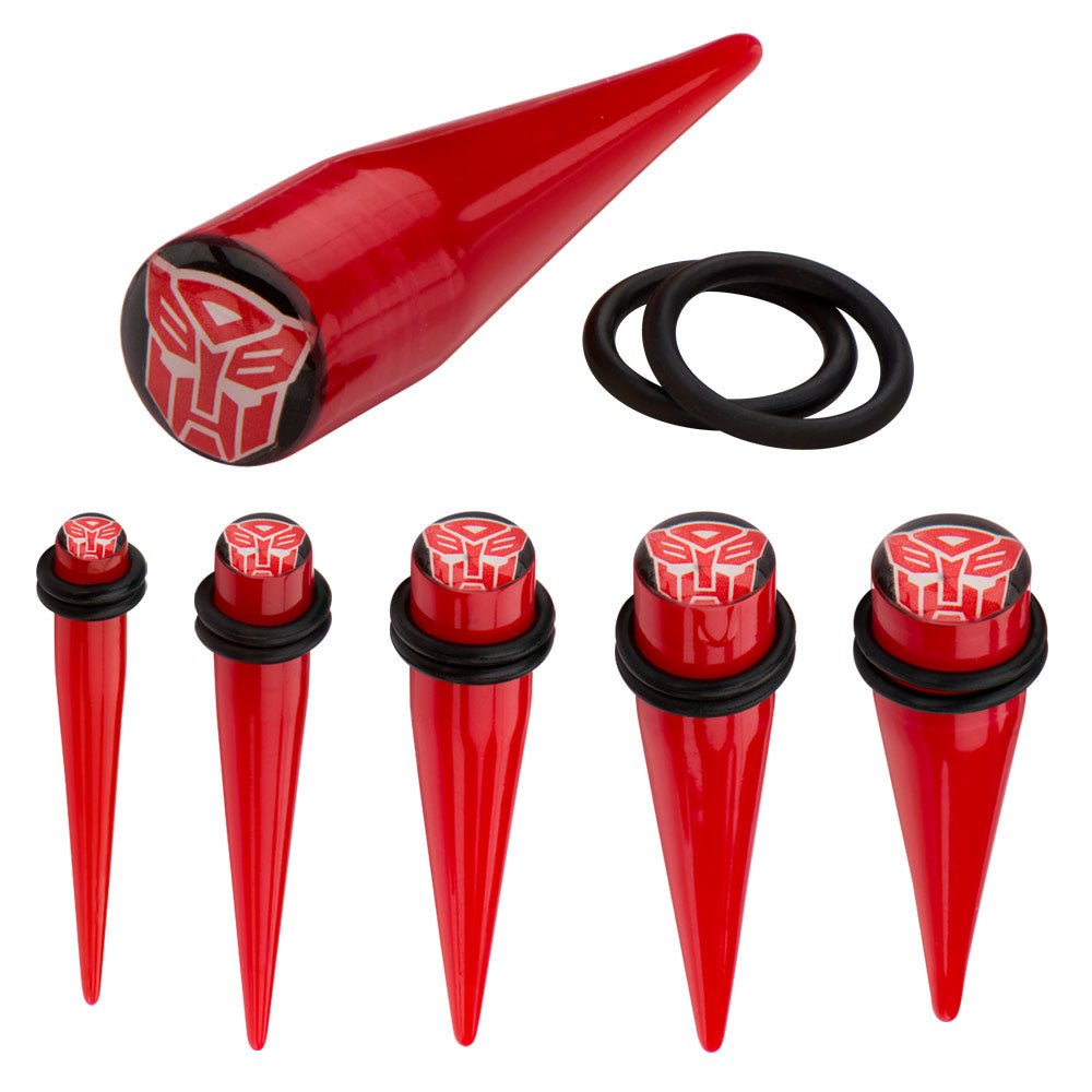 Transformers Autobot Logo Front Red Acrylic Taper - Jewelry Brands Shop