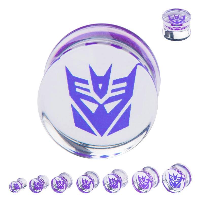 Transformers Decepticon Logo Acrylic Single Flared Plug - Jewelry Brands Shop