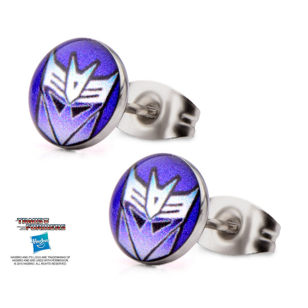 Transformers Printed Decepticon Logo Stud Earrings