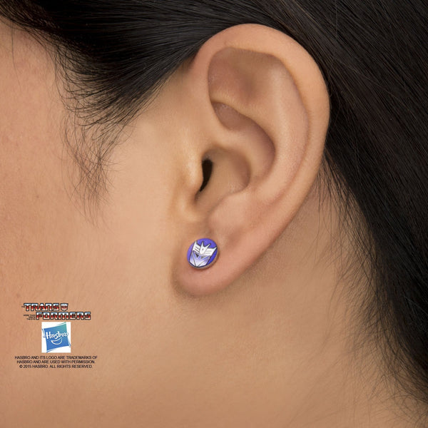 Transformers Printed Decepticon Logo Stud Earrings