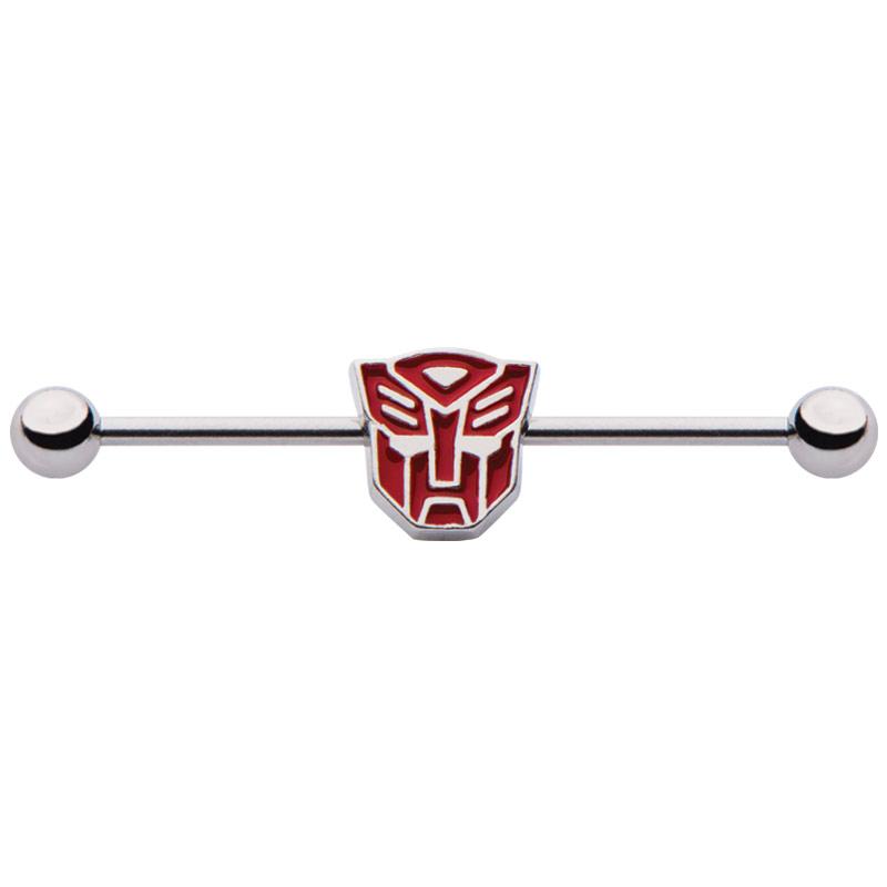 Transformers Red Autobot Logo Industrial Barbell - Jewelry Brands Shop