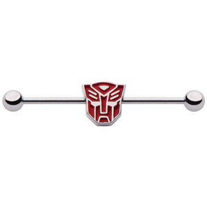 Transformers Red Autobot Logo Industrial Barbell - Jewelry Brands Shop