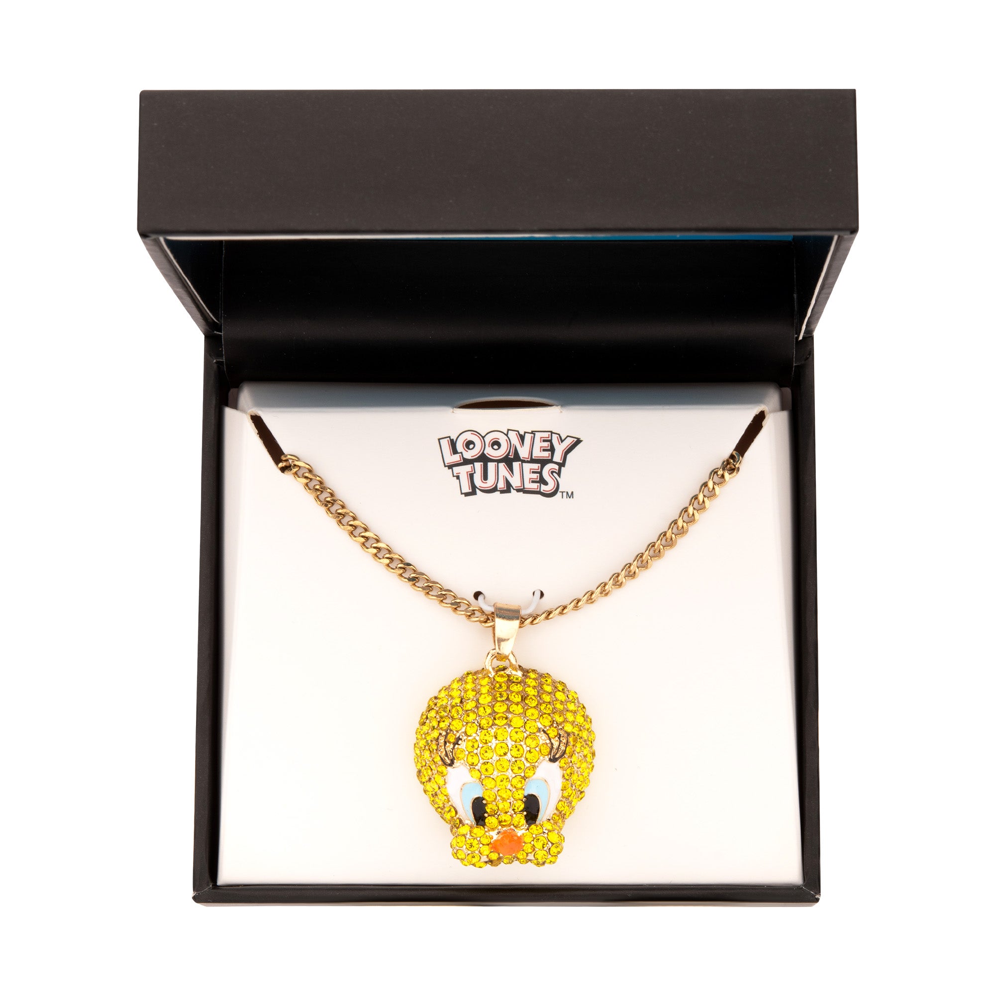 Looney Tunes Tweety Bird Gold Plated Bling Pendant Necklace