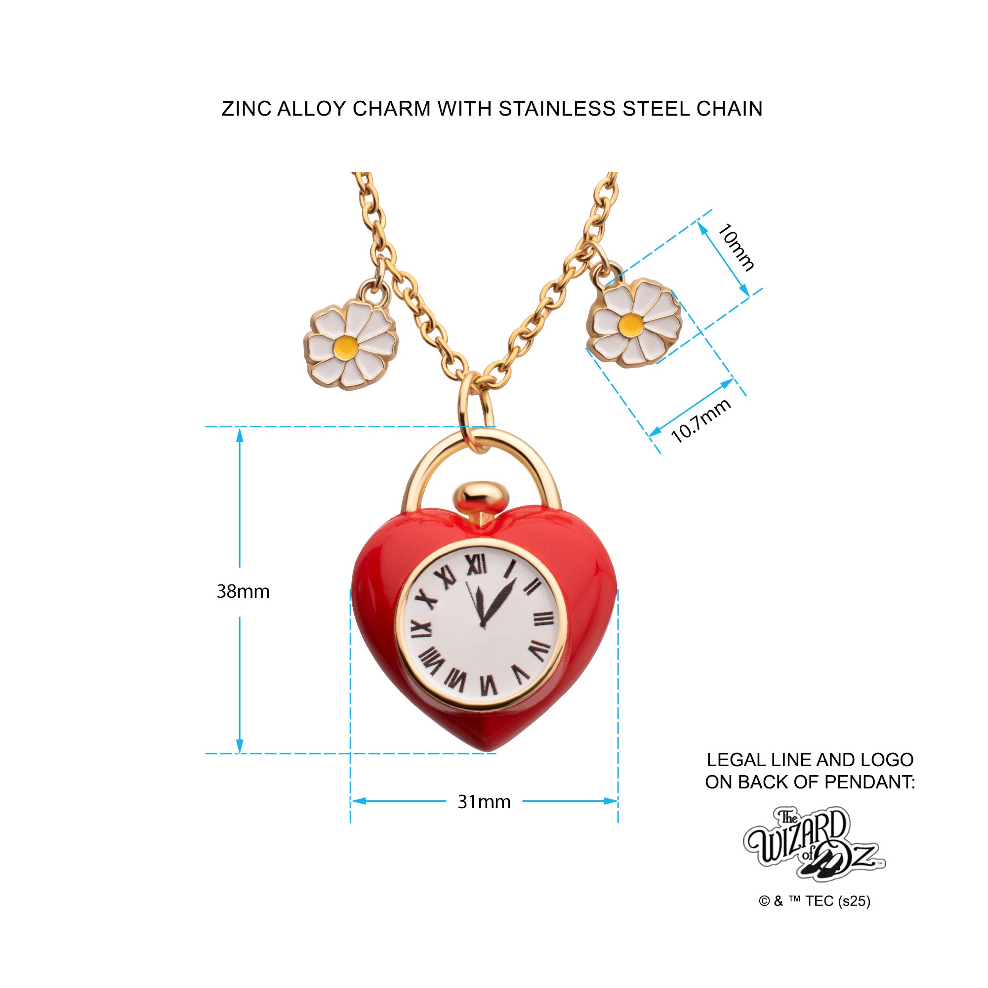The Wizard of Oz Tin Man’s Clock Heart Pendant Necklace