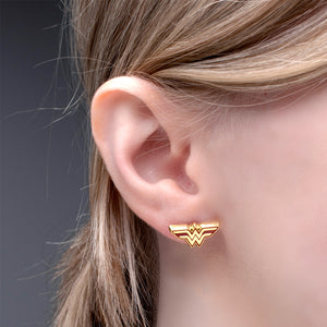 DC Comics Red/Gold Wonder Woman Logo Stud Earrings