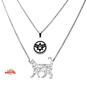 Captain Marvel Goose Cat 2-Tiered Necklace
