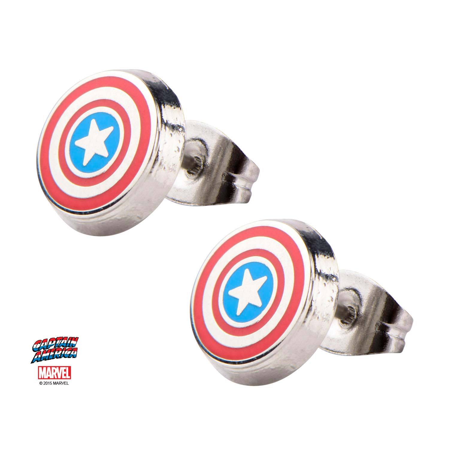 Marvel Captain America Shield Logo Stud Earrings