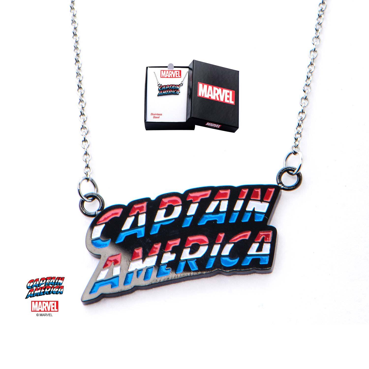 Marvel Spelled "Captain America" Pendant Necklace