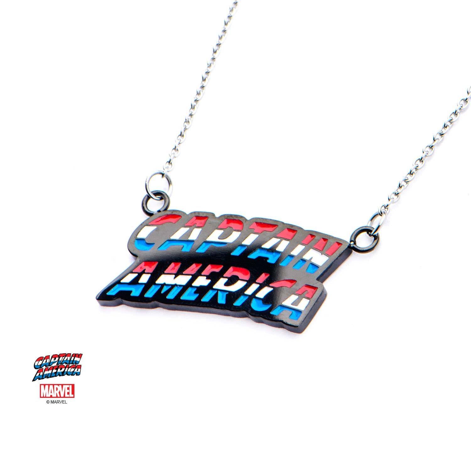 Marvel Spelled "Captain America" Pendant Necklace