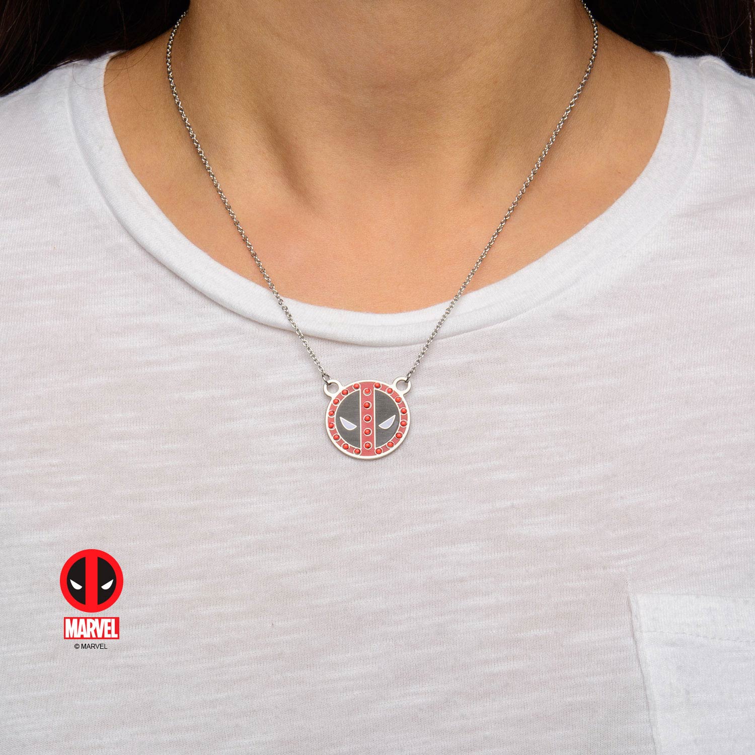 Marvel Deadpool with Gem Pendant Necklace