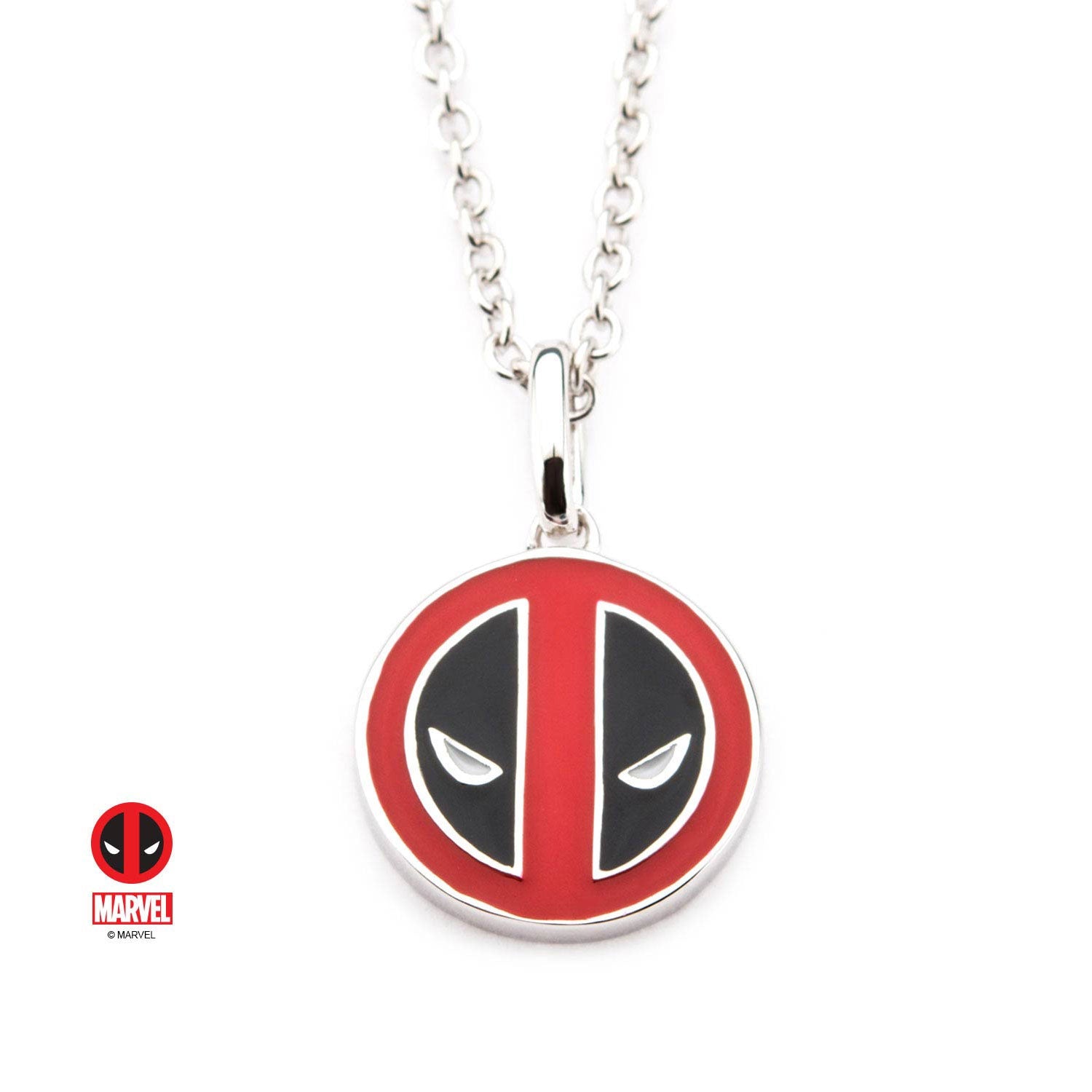 Marvel 925 Sterling Silver Deadpool Face Pendant with Chain Pendant