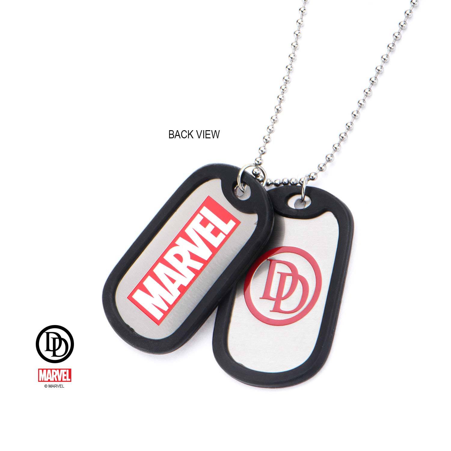 Marvel Daredevil Graphic Logo Front with Rubber Silencer Double Dog Tag Pendant Necklace [NOT AVAILABLE]