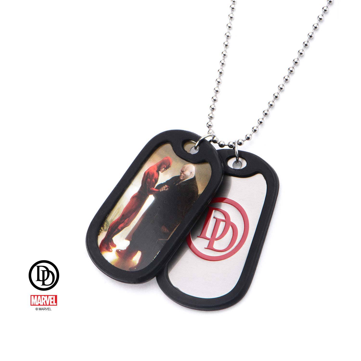 Marvel Daredevil Graphic Logo Front with Rubber Silencer Double Dog Tag Pendant Necklace [NOT AVAILABLE]