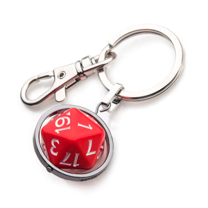 Dungeons & Dragons Stainless Steel Spinning Red Dice Keychain