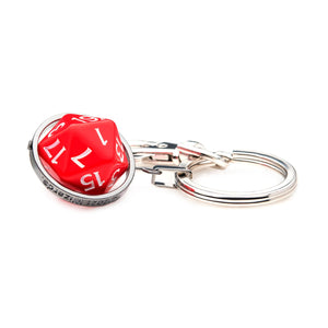 Dungeons & Dragons Stainless Steel Spinning Red Dice Keychain