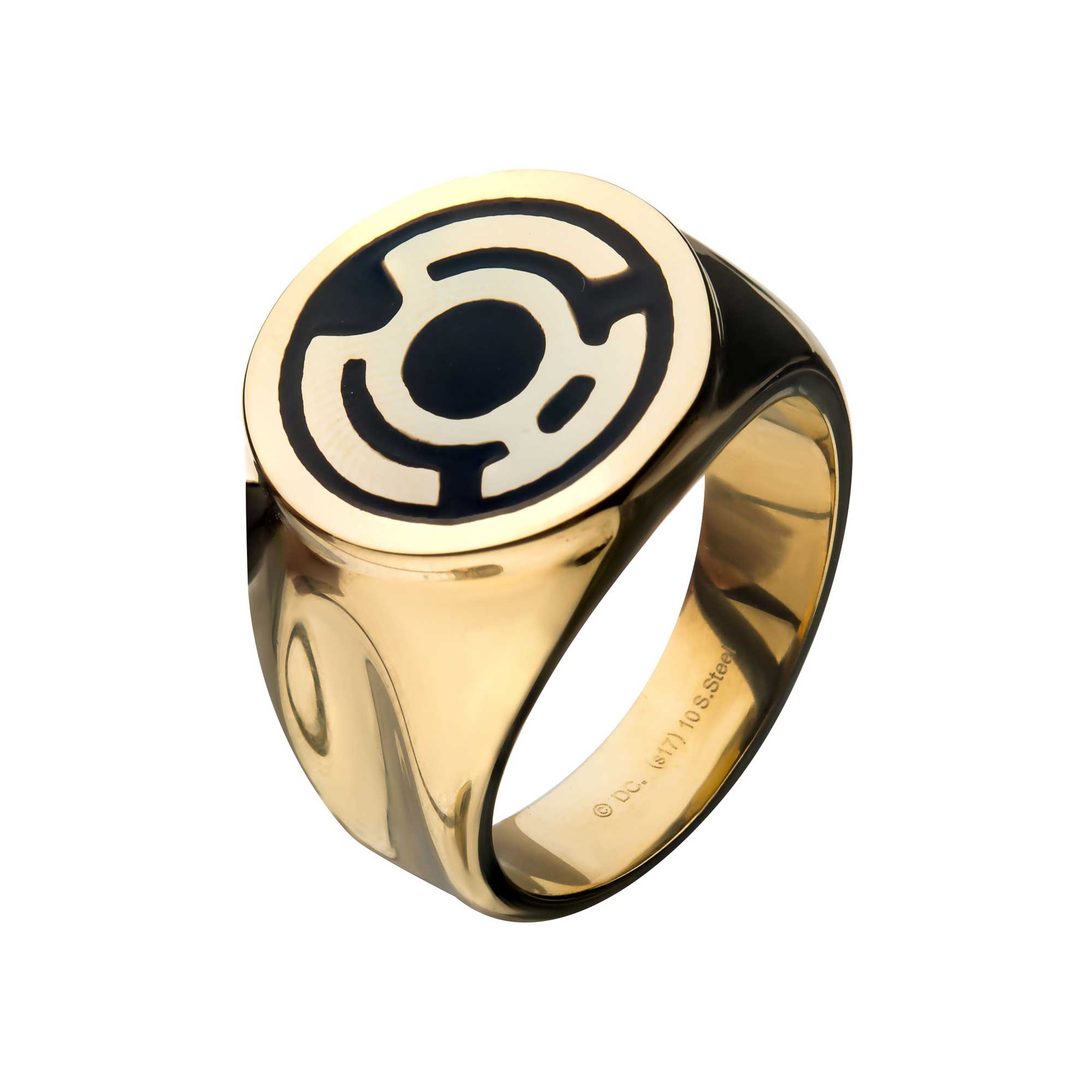 DC Comics Green Lantern Stainless Steel IP Gold Plated Sinestro Corps Ring