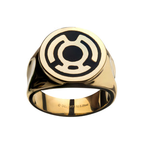 DC Comics Green Lantern Stainless Steel IP Gold Plated Sinestro Corps Ring