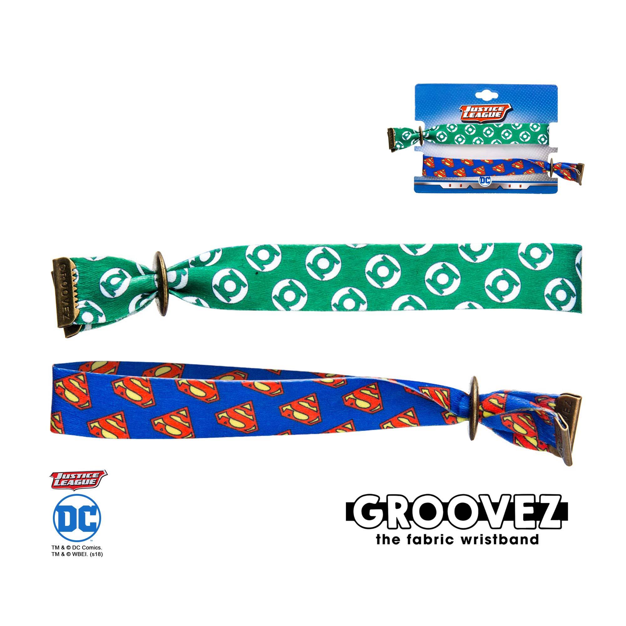 DC Comics Green Lantern and Superman Logo Grooves (tm) Fabric Bracelet Set