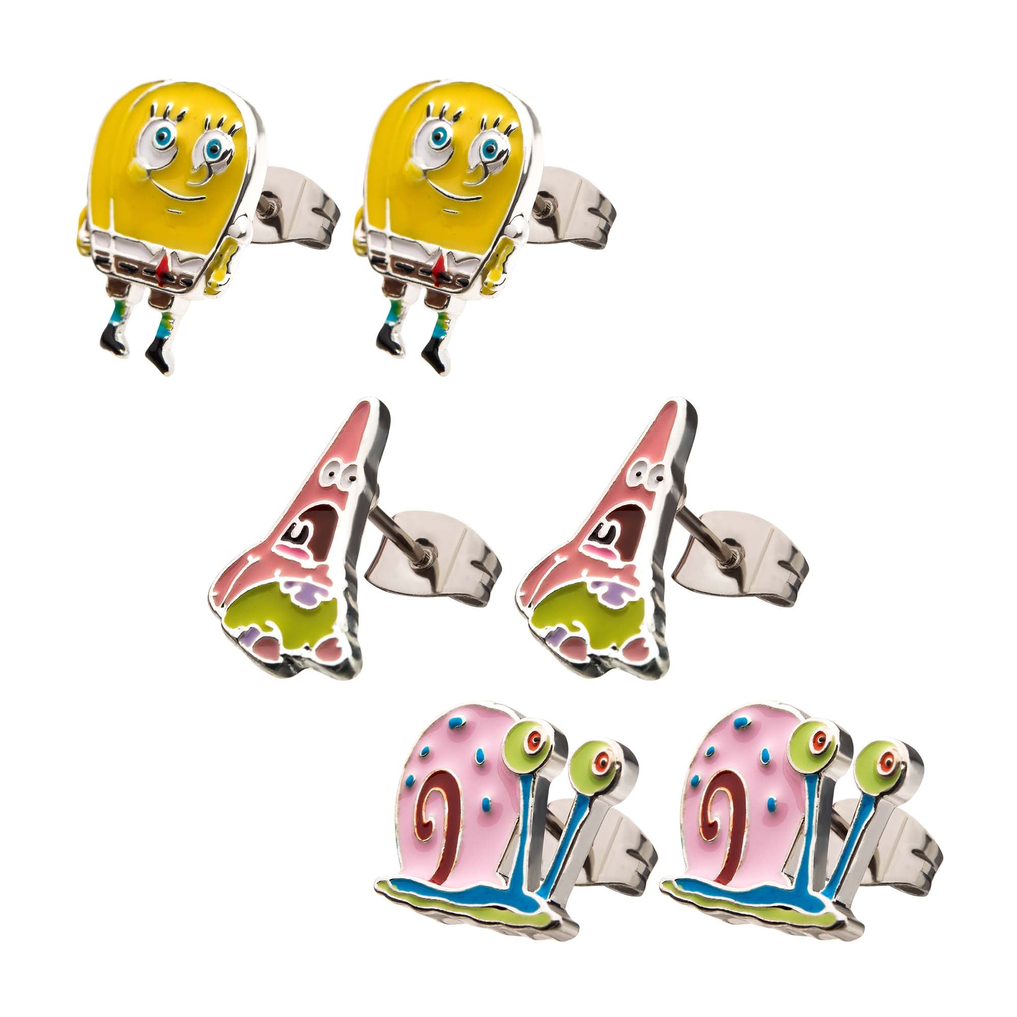 Nickelodeon: Spongebob Squarepants, Patrick Star And Gary Snail Enamel Stud Pack