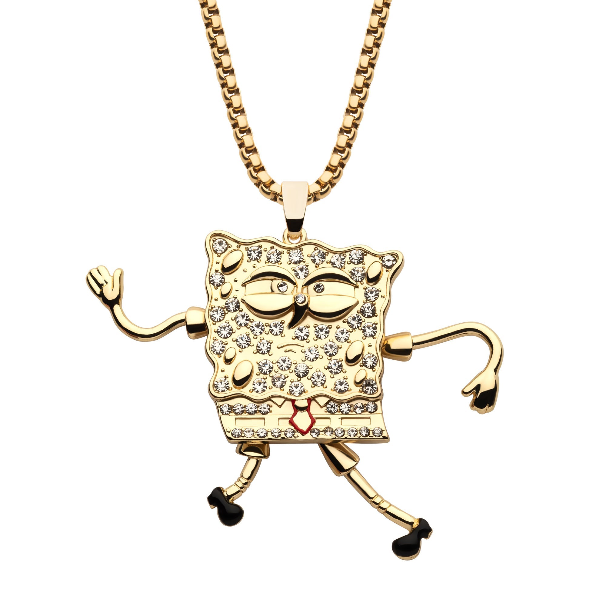 Nickelodeon Gold Plated Spongebob Dancing Bling Pendant with Gold IP S –  Jewelry Brands Shop