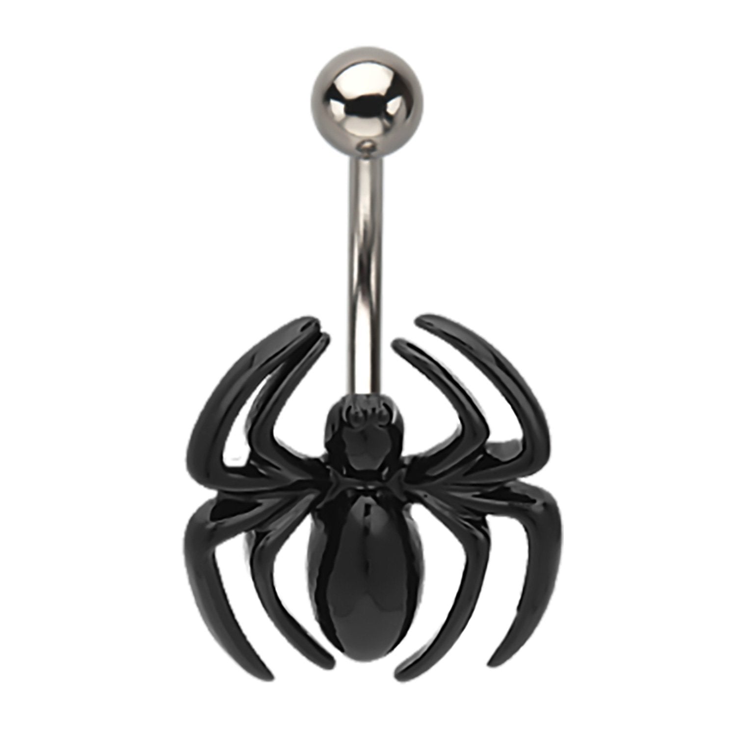 Marvel Steel Navel with Fixed Black Spider Charm