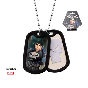 Marvel Punisher Graphic Logo Front with Rubber Silencer Dog Tag Pendant Necklace [NOT AVAILABLE]