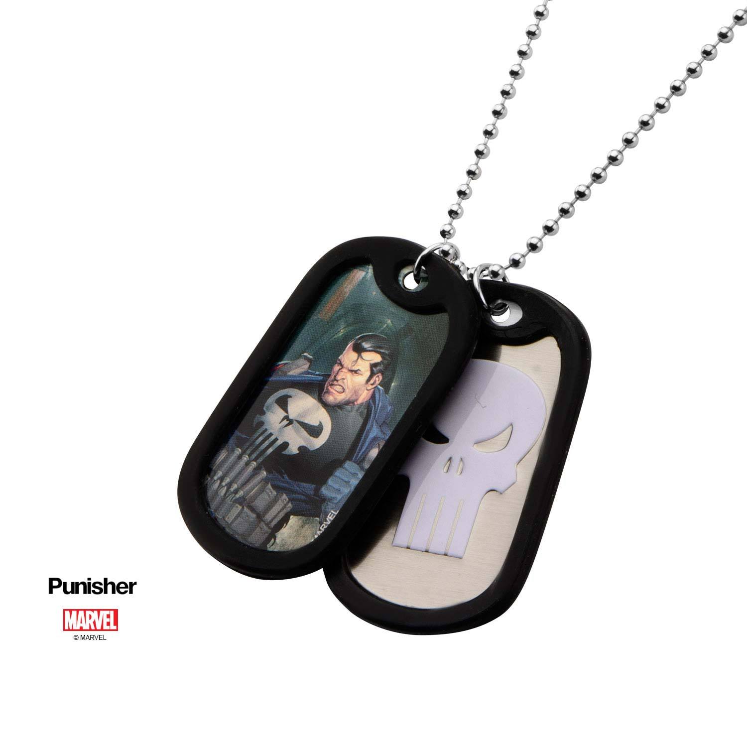 Marvel Punisher Graphic Logo Front with Rubber Silencer Dog Tag Pendant Necklace [NOT AVAILABLE]