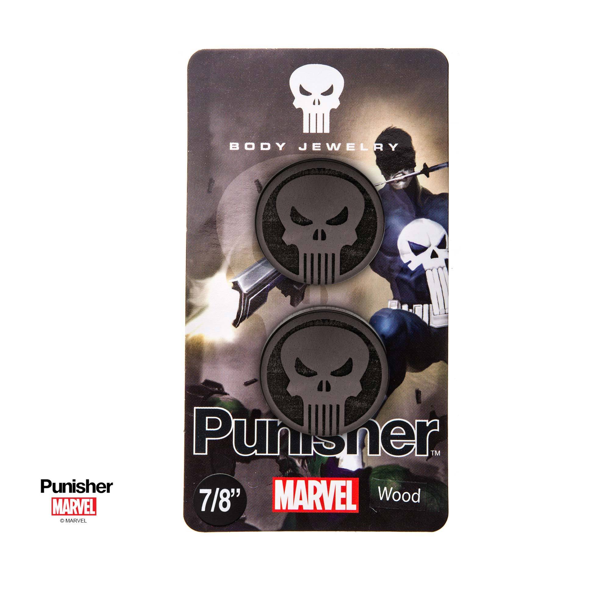 Marvel Punisher Skull Logo Double Flare Iron Wood Plug