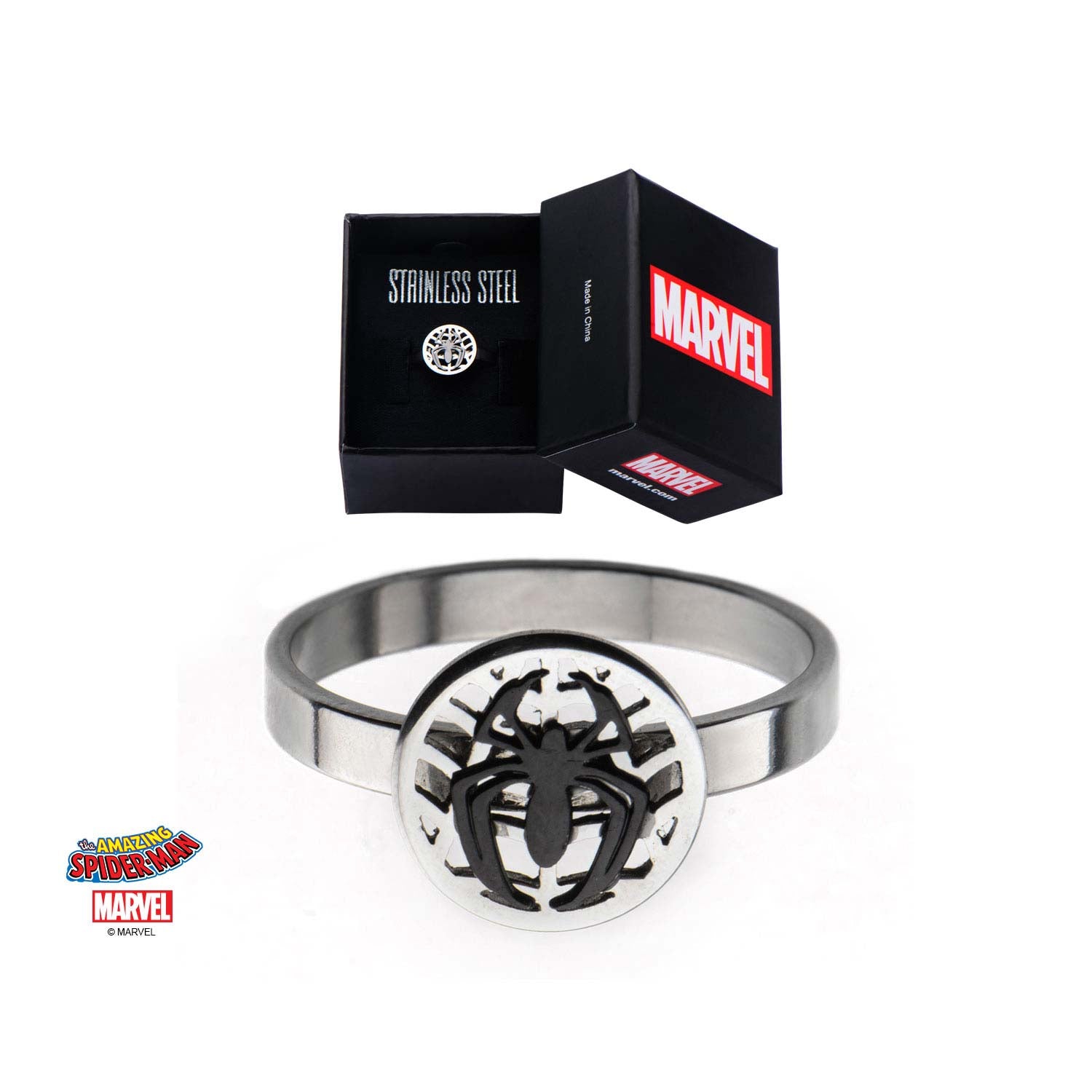 Marvel Cut Out Spider Ovelapped on Spider Web Petite Ring