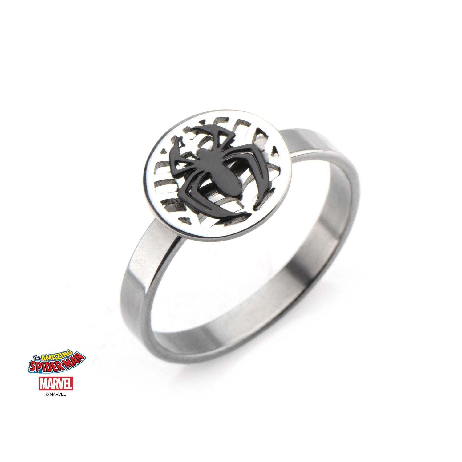 Marvel Cut Out Spider Ovelapped on Spider Web Petite Ring