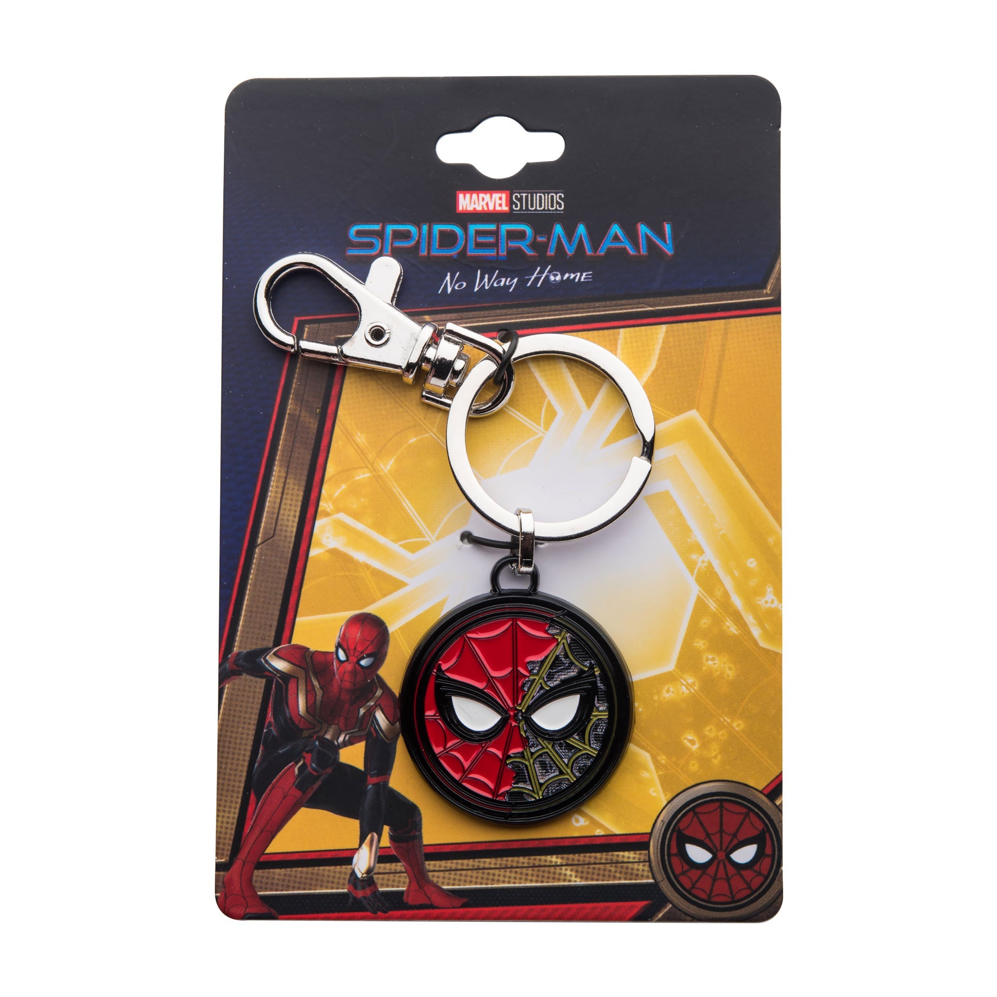Marvel Spider-Man Split Mask Steel Keychain