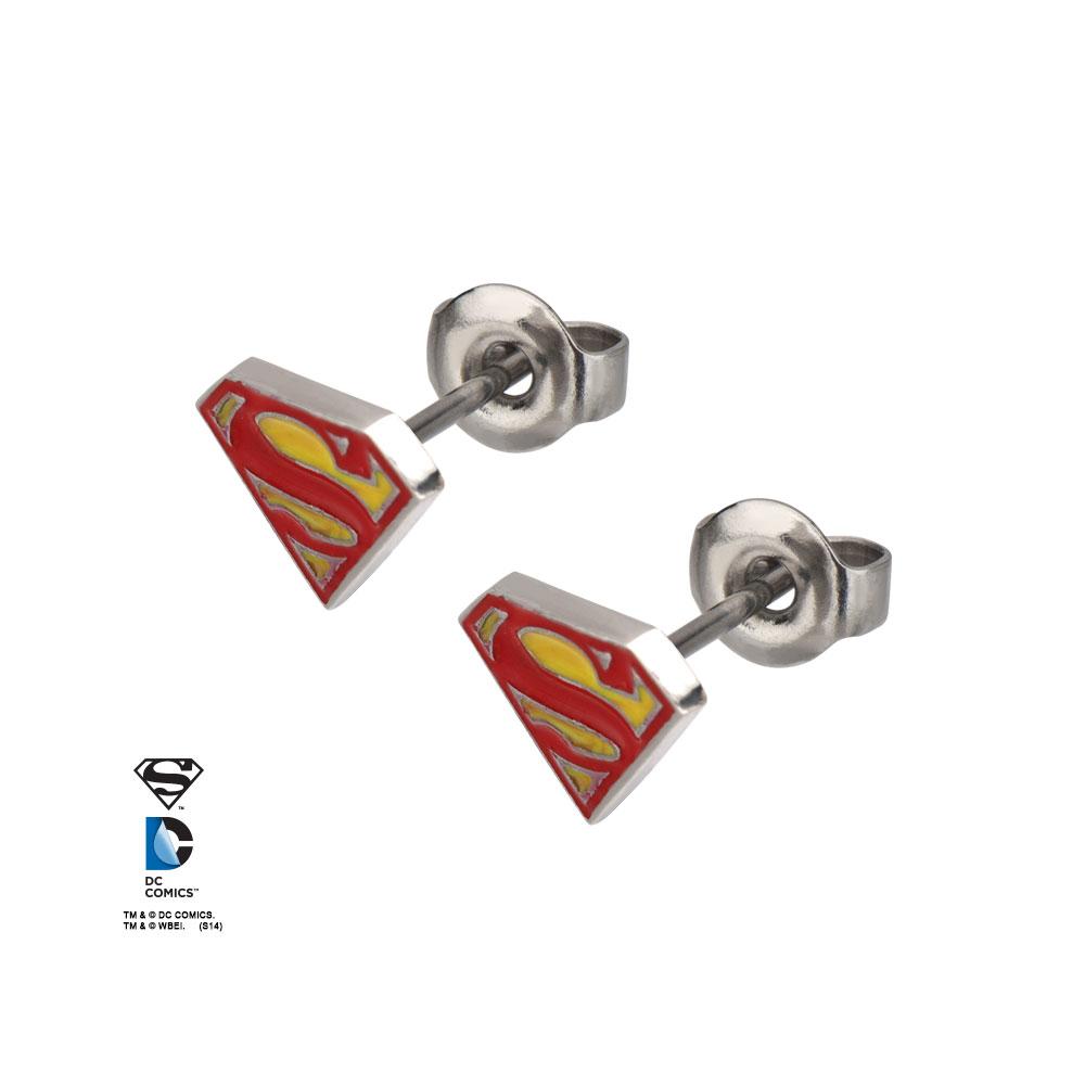 DC Comics Red/Yellow Epoxy Superman Logo Stud Earrings