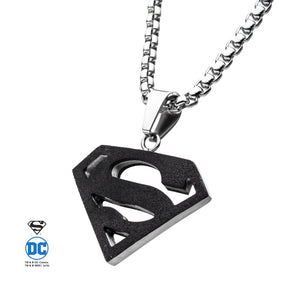 DC Comics Superman Black IP Stainless Steel Pendant Necklace