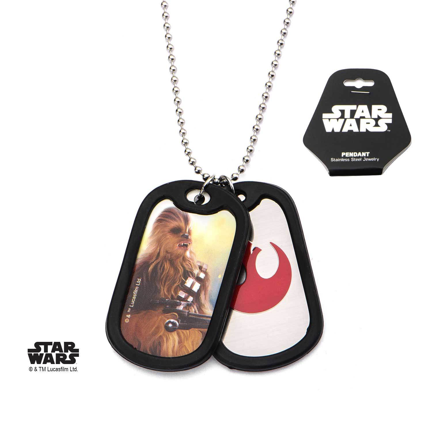 Star Wars Episode 7 Rebel Chewbacca Rubber Silencer Double Dog Tag Pendant Necklace