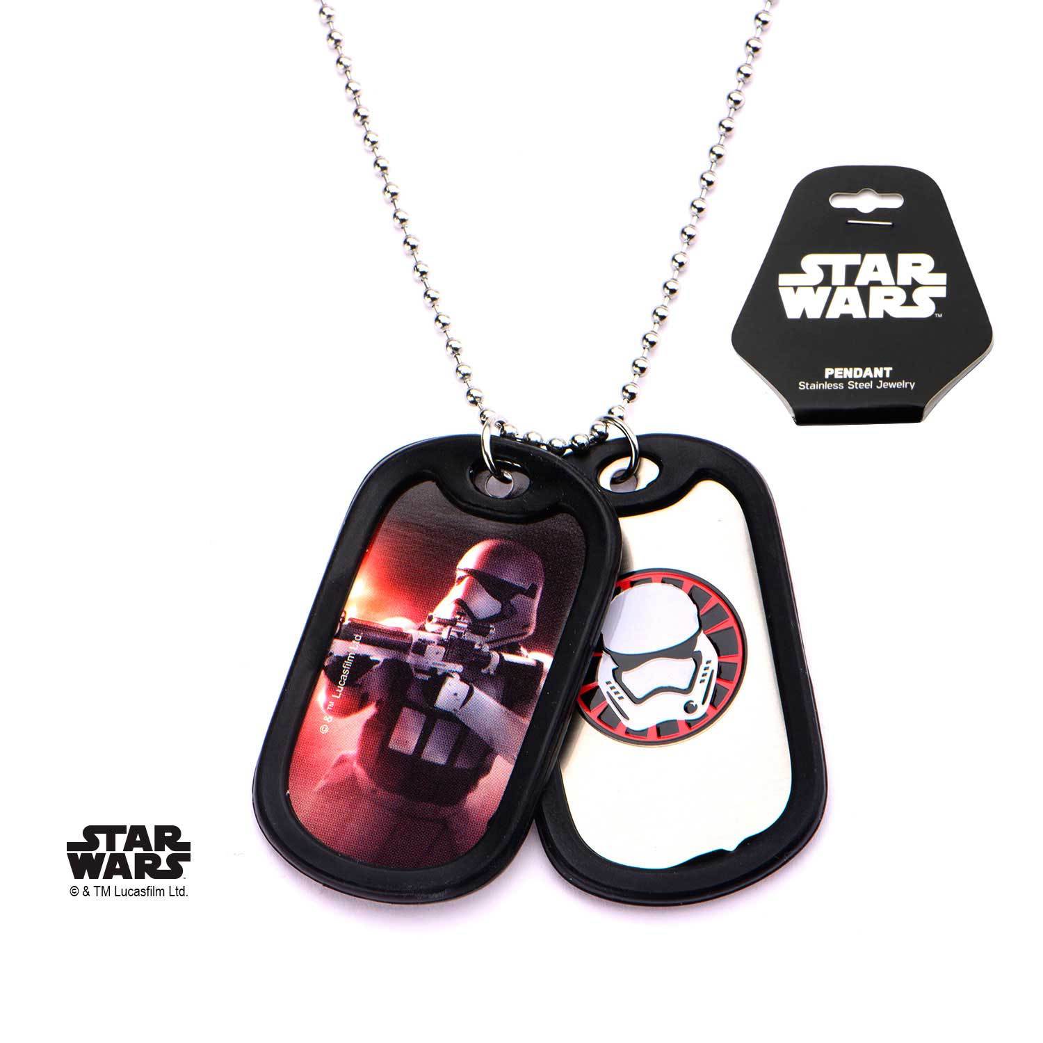 Star Wars Episode 7 Stormtrooper Rubber Silencer Double Dog Tag Pendant Necklace