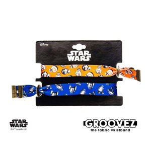 Star Wars Episode 8 BB-8 and R2-D2 Grooves (tm) Fabric Bracelet Set