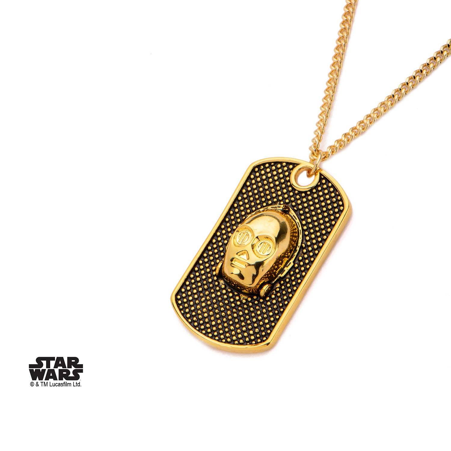 Star Wars 3D C-3PO Face Dog Tag Pendant Necklace